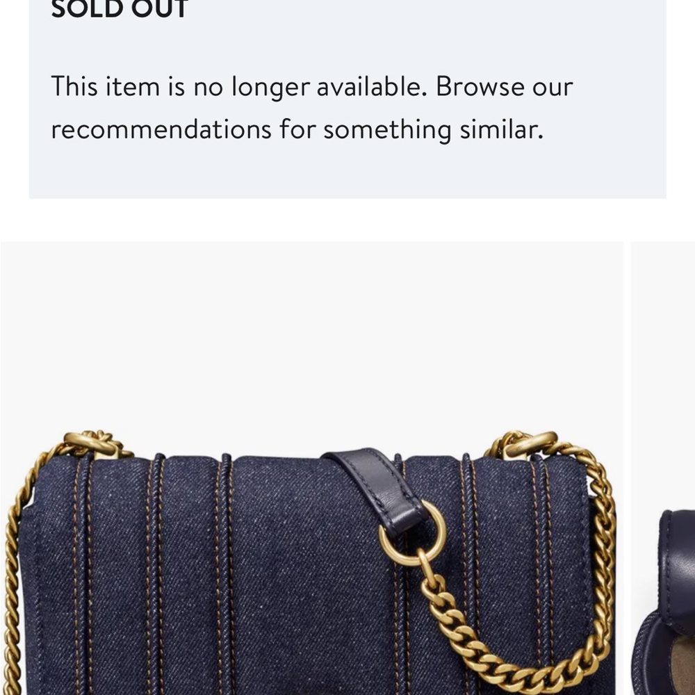 Tory Burch Denim Quilted Crossbody Bag with Gold Chain Strap